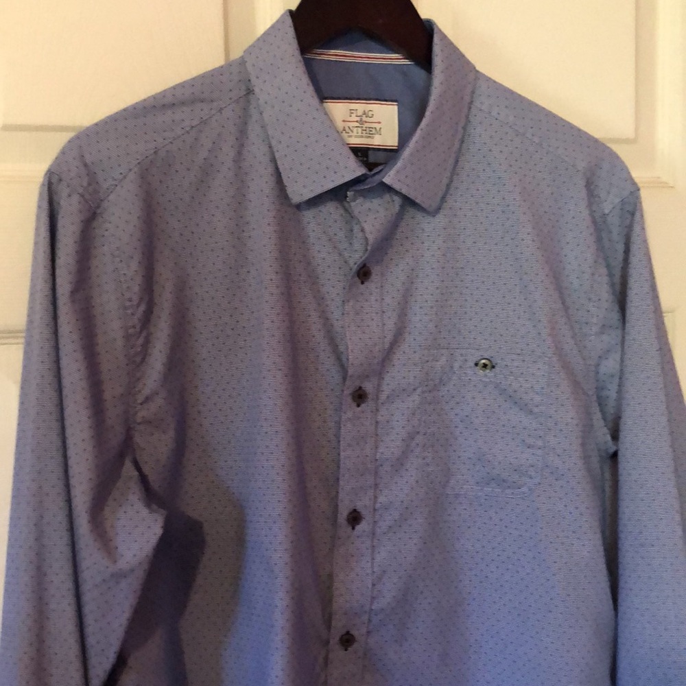 Flag & Anthem Blue Patterned Button Down Shirt Me… - image 3